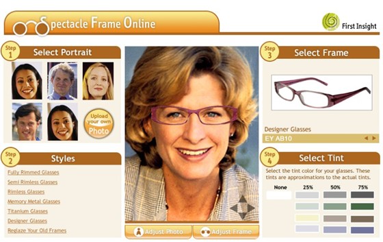 User Interface Designing: UI for Online Application to select Frame